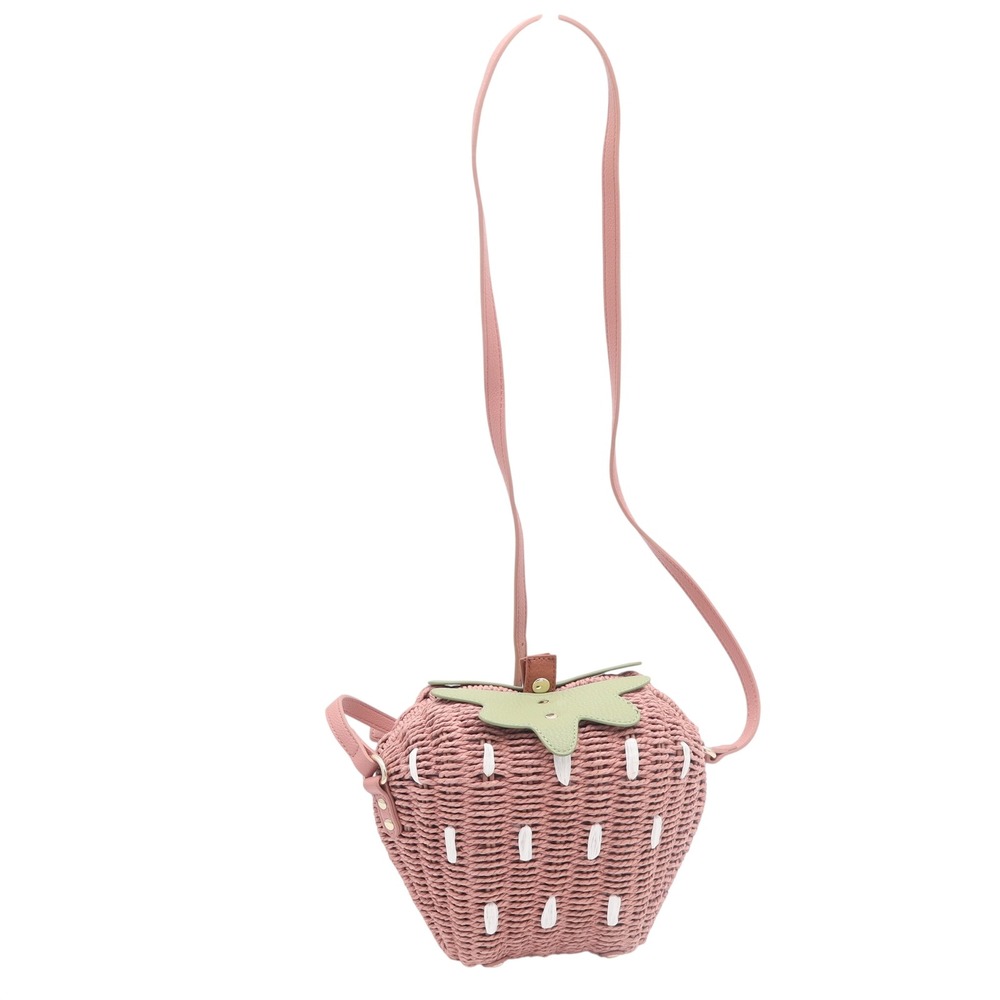 LC Lauren Conrad Crossbody Bag Womens OS Pink Strawberry Woven Exc